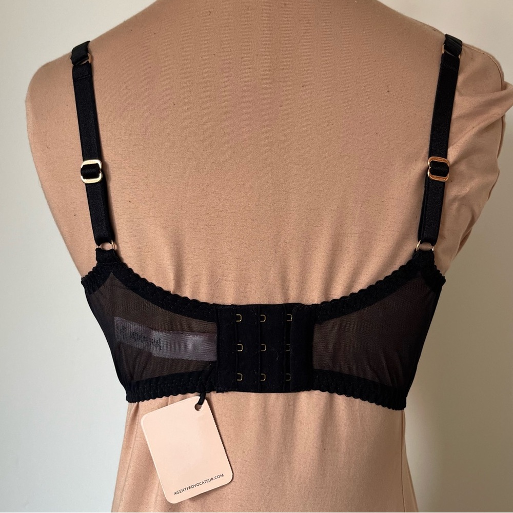 Agent Provocateur Wanda Black Lace Underwire Intimate Plunge V Bra NWT Size 36C - Picture 5 of 15